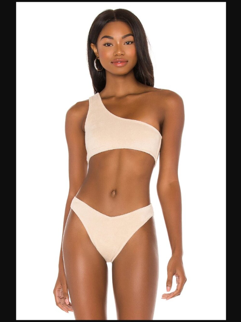 Revolve Frankie's Bikinis Barb Terry Bikini Top Bottom 2 Piece Set Sand $180.00